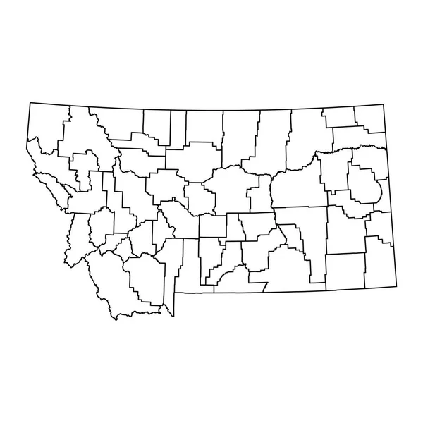 蒙大拿州的地图上有各县矢量说明 — 图库矢量图片