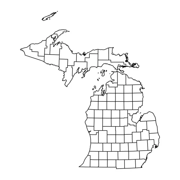 Michigan Staatskaart Met Provincies Vectorillustratie — Stockvector