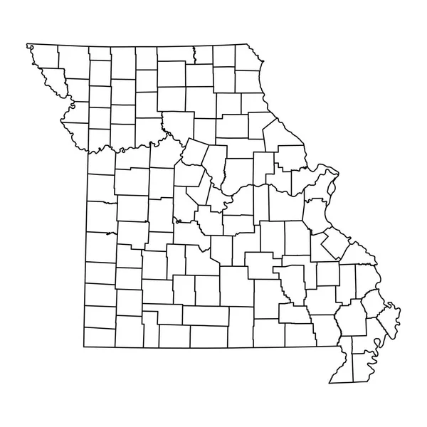 Χάρτης Του Μιζούρι Κομητείες Εικονογράφηση Διανύσματος — Διανυσματικό Αρχείο