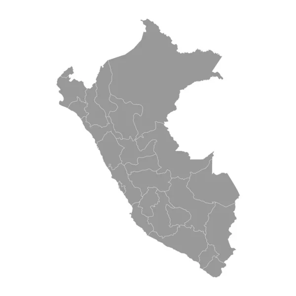Peru Grey Map Departments Vector Illustration — Stock Vector