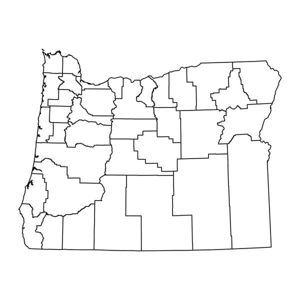Χάρτης Του Όρεγκον Κομητείες Εικονογράφηση Διανύσματος — Διανυσματικό Αρχείο