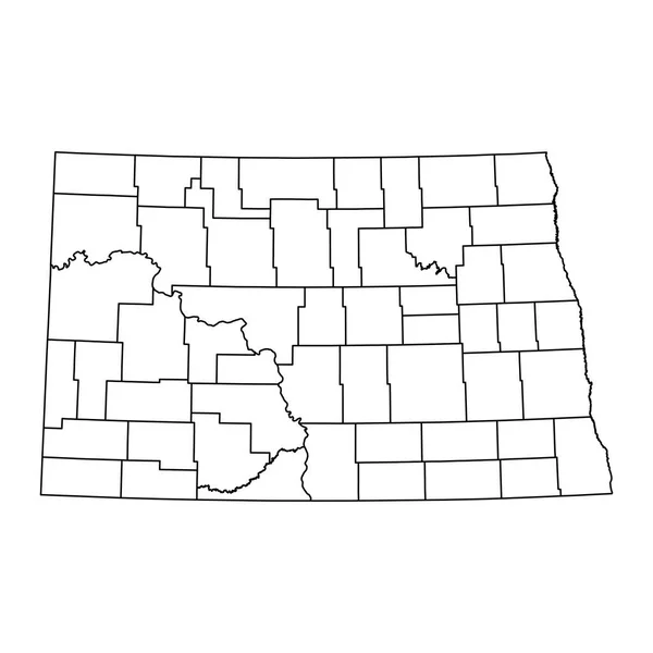 Karte Des Bundesstaates North Dakota Mit Landkreisen Vektorillustration — Stockvektor