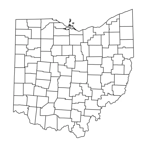 Πολιτειακός Χάρτης Οχάιο Κομητείες Εικονογράφηση Διανύσματος — Διανυσματικό Αρχείο