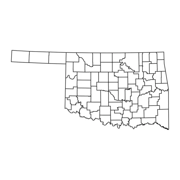 Mapa Del Estado Oklahoma Con Condados Ilustración Vectorial — Archivo Imágenes Vectoriales