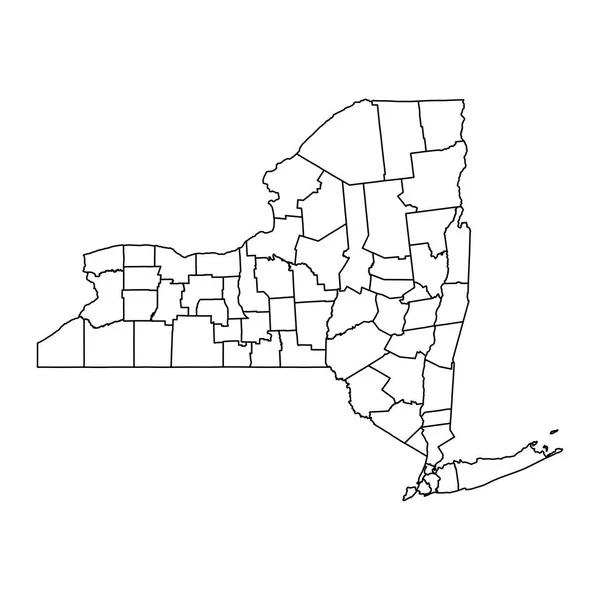 Χάρτης Της Νέας Υόρκης Κομητείες Εικονογράφηση Διανύσματος — Διανυσματικό Αρχείο