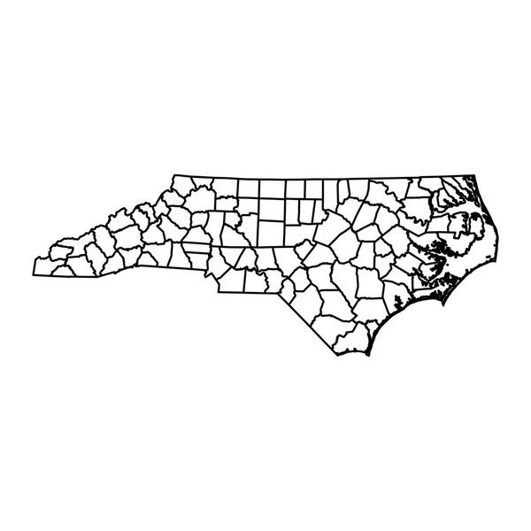 North Carolina State Map Counties Vector Illustration — Stock Vector