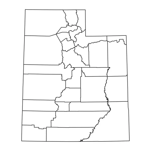 Státní Mapa Utahu Okresy Vektorová Ilustrace — Stockový vektor