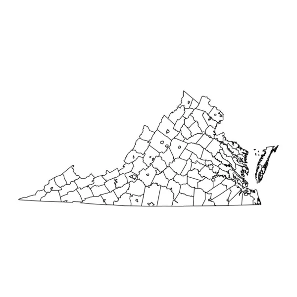 Karte Des Bundesstaates Virginia Mit Landkreisen Vektorillustration — Stockvektor