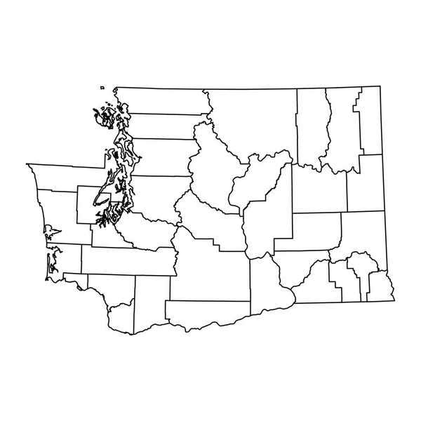 Karte Des Bundesstaates Washington Mit Den Bezirken Vektorillustration — Stockvektor