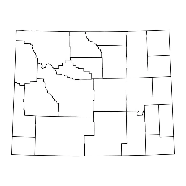 Mapa Estado Wyoming Com Condados Ilustração Vetorial —  Vetores de Stock