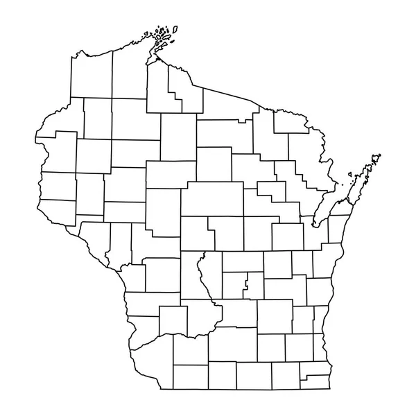ウィスコンシン州は郡と州の地図 ベクターイラスト — ストックベクタ