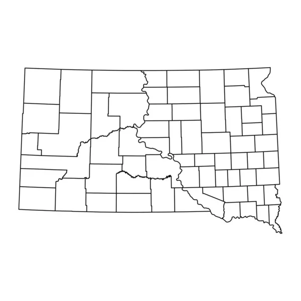 サウスダコタ州と郡の州地図 ベクターイラスト — ストックベクタ