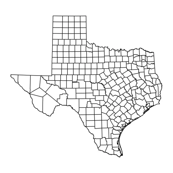 Mapa Estatal Texas Con Condados Ilustración Vectorial — Archivo Imágenes Vectoriales