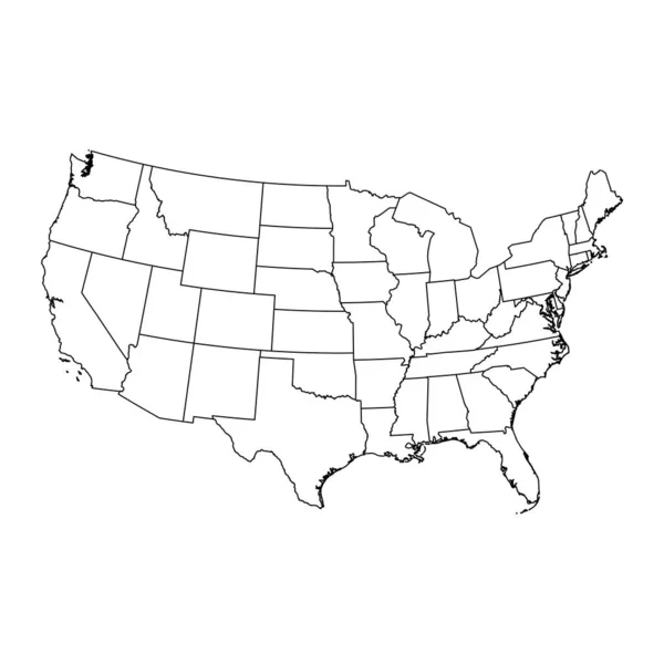 Mapa Con Fronteras Estatales Ilustración Vectorial — Vector de stock