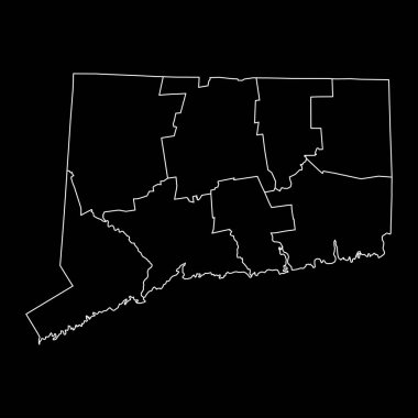 Connecticut eyalet haritası. Vektör illüstrasyonu.