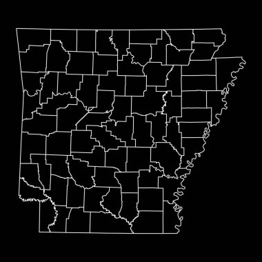 Arkansas eyalet haritası. Vektör illüstrasyonu.