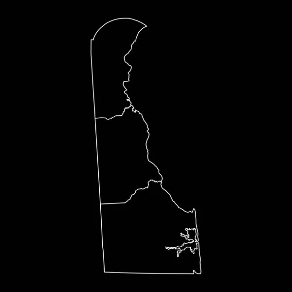 デラウェア州と郡の地図 ベクターイラスト — ストックベクタ