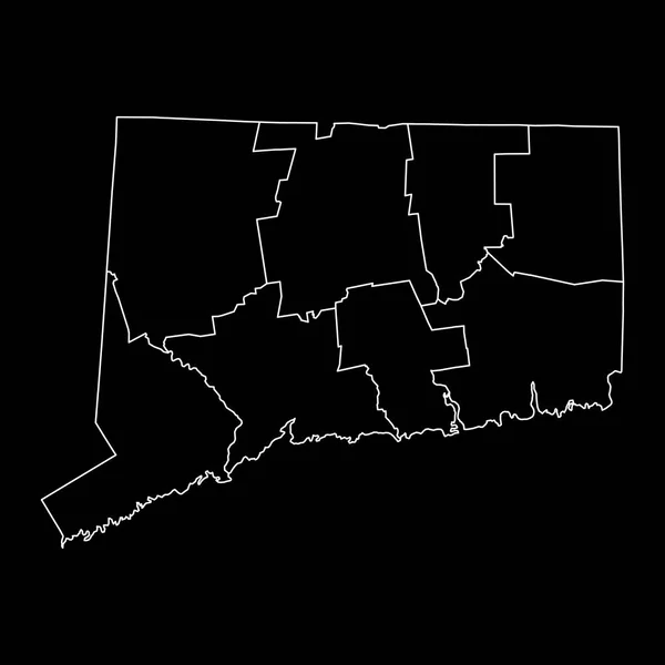 Connecticut Állam Térképe Megyékkel Vektorillusztráció — Stock Vector
