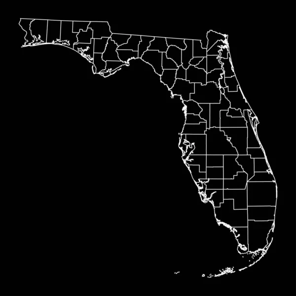 Florida Staatskaart Met Provincies Vectorillustratie — Stockvector