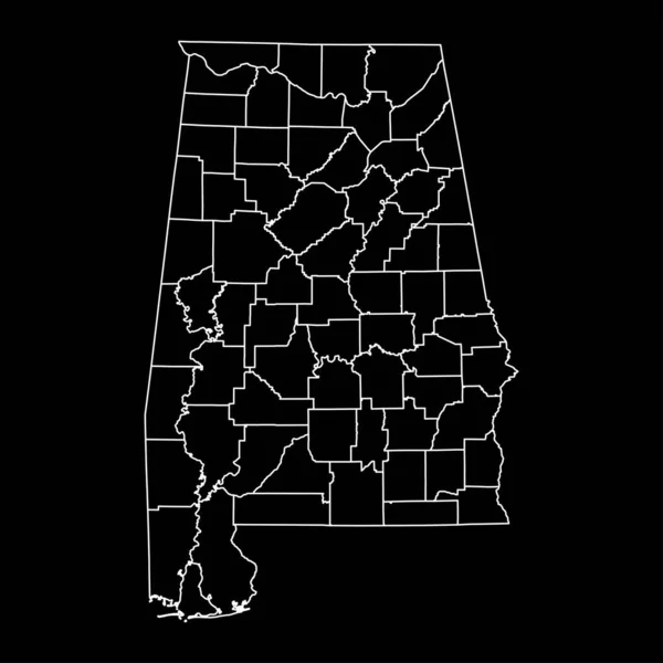 阿拉巴马州的地图上有各县矢量说明 — 图库矢量图片