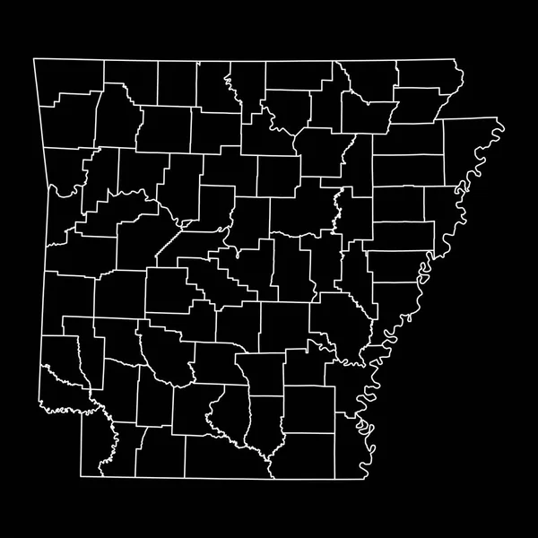 Arkansas Státní Mapa Okresy Vektorová Ilustrace — Stockový vektor