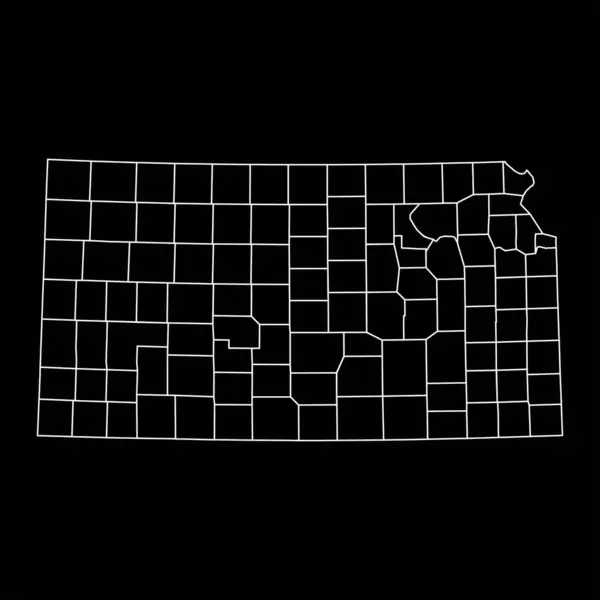 カンザス州は郡と州の地図 ベクターイラスト — ストックベクタ