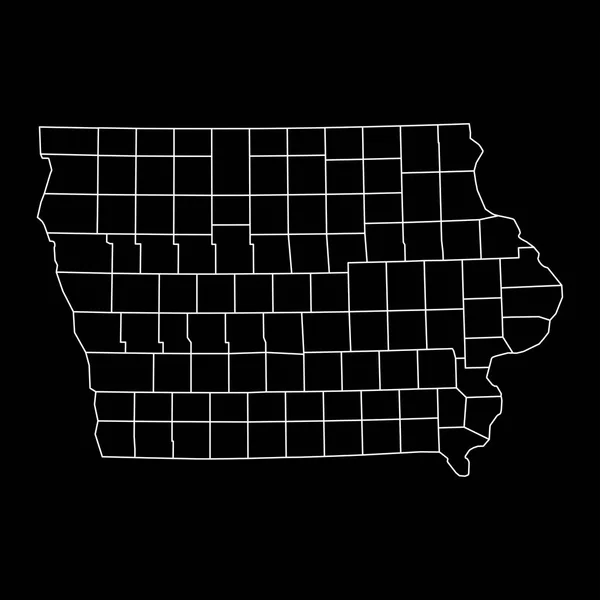 Iowa Staatskaart Met Provincies Vectorillustratie — Stockvector