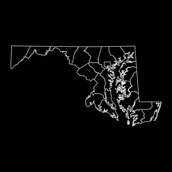 Maryland State Map Mit Landkreisen Vektorillustration — Stockvektor