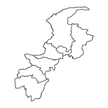 Khyber Pakhtunkhwa eyalet haritası, Pakistan vilayeti. Vektör illüstrasyonu.