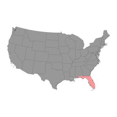 Florida eyalet haritası. Vektör illüstrasyonu.