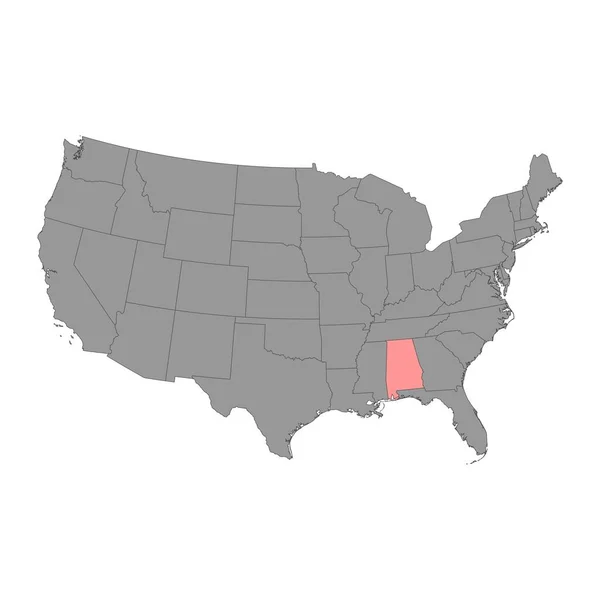 州境を持つアメリカの灰色の地図 ベクターイラスト — ストックベクタ