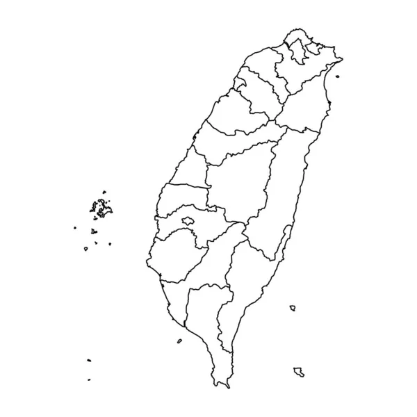 行政区画と台湾の地図 ベクターイラスト — ストックベクタ