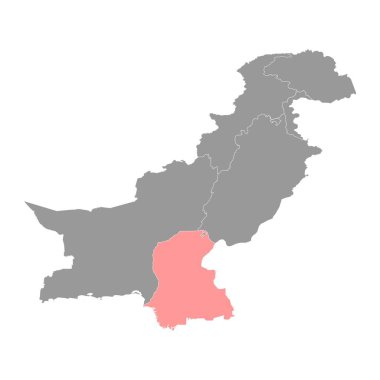 Sindh eyalet haritası, Pakistan vilayeti. Vektör illüstrasyonu.