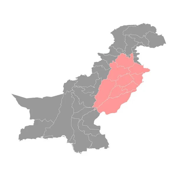 Mapa Provincie Paňdžáb Provincie Pákistán Vektorová Ilustrace — Stockový vektor