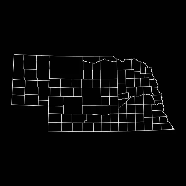 Nebraska Staat Kaart Met Provincies Vectorillustratie — Stockvector