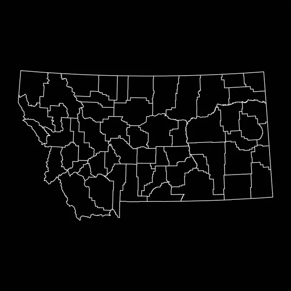 Montana Staatskaart Met Provincies Vectorillustratie — Stockvector