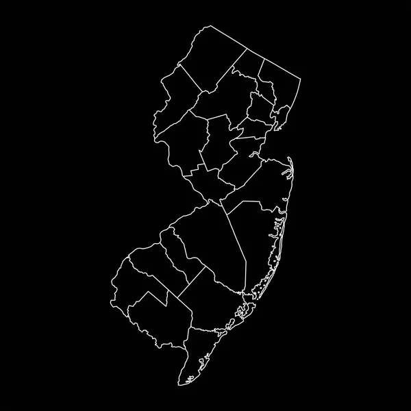 New Jersey Állam Térképe Megyékkel Vektorillusztráció — Stock Vector