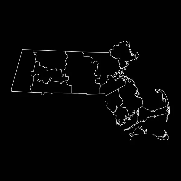 Massachusetts Státní Mapa Okresy Vektorová Ilustrace — Stockový vektor