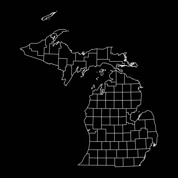 Michigan Staatskaart Met Provincies Vectorillustratie — Stockvector