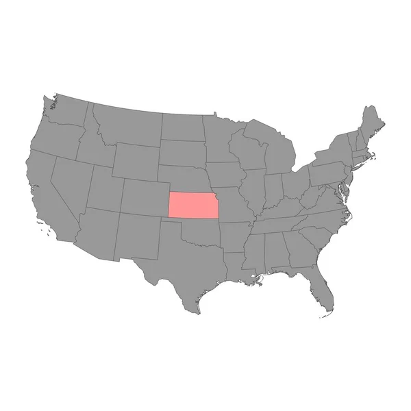 Kansaská Státní Mapa Vektorová Ilustrace — Stockový vektor