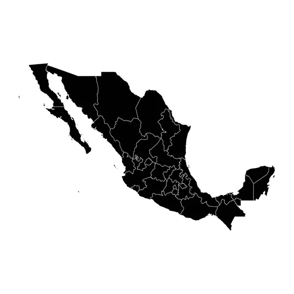 Karte Der Bundesstaaten Von Mexiko Vektorillustration — Stockvektor