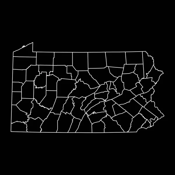Χάρτης Της Πενσυλβάνια Κομητείες Εικονογράφηση Διανύσματος — Διανυσματικό Αρχείο