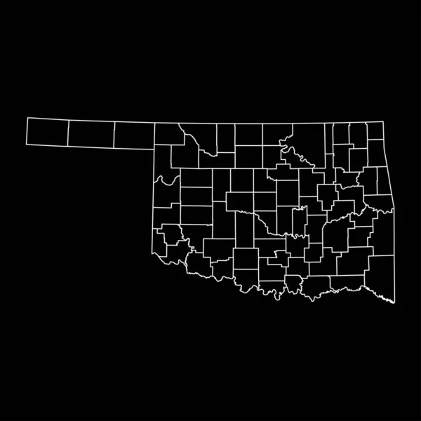 Oklahoma Staat Kaart Met Provincies Vectorillustratie — Stockvector