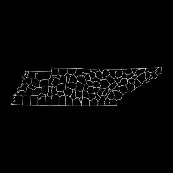 Tennessee Státní Mapa Okresy Vektorová Ilustrace — Stockový vektor
