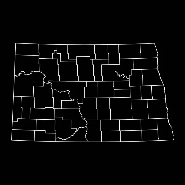 ノースダコタ州は郡と州の地図 ベクターイラスト — ストックベクタ