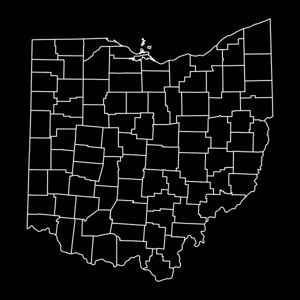 Mapa Estado Ohio Com Condados Ilustração Vetorial — Vetor de Stock