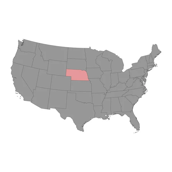 Mapa Estado Nebraska Ilustração Vetorial — Vetor de Stock