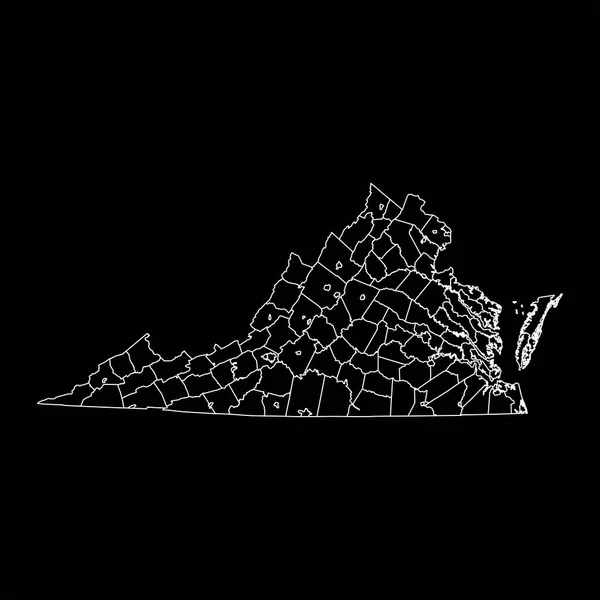 Mapa Del Estado Virginia Con Condados Ilustración Vectorial — Archivo Imágenes Vectoriales
