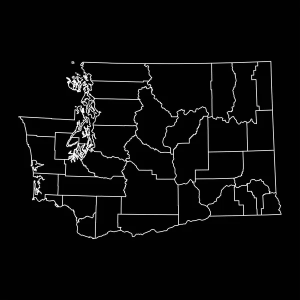 Mapa Del Estado Washington Con Condados Ilustración Vectorial — Vector de stock