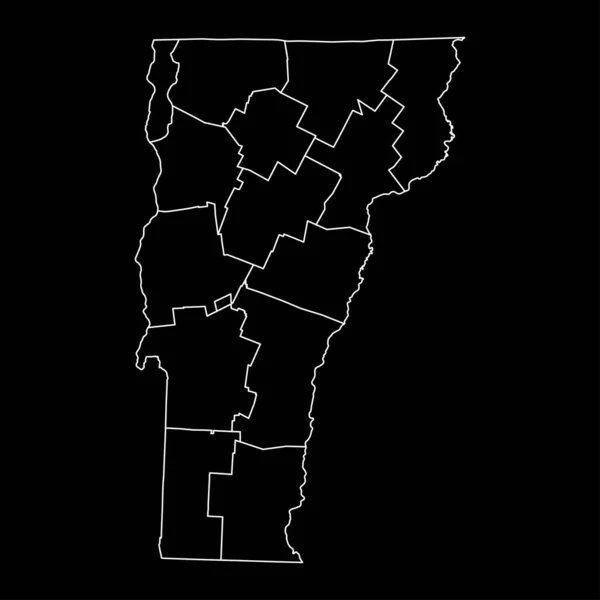Χάρτης Του Βερμόντ Κομητείες Εικονογράφηση Διανύσματος — Διανυσματικό Αρχείο